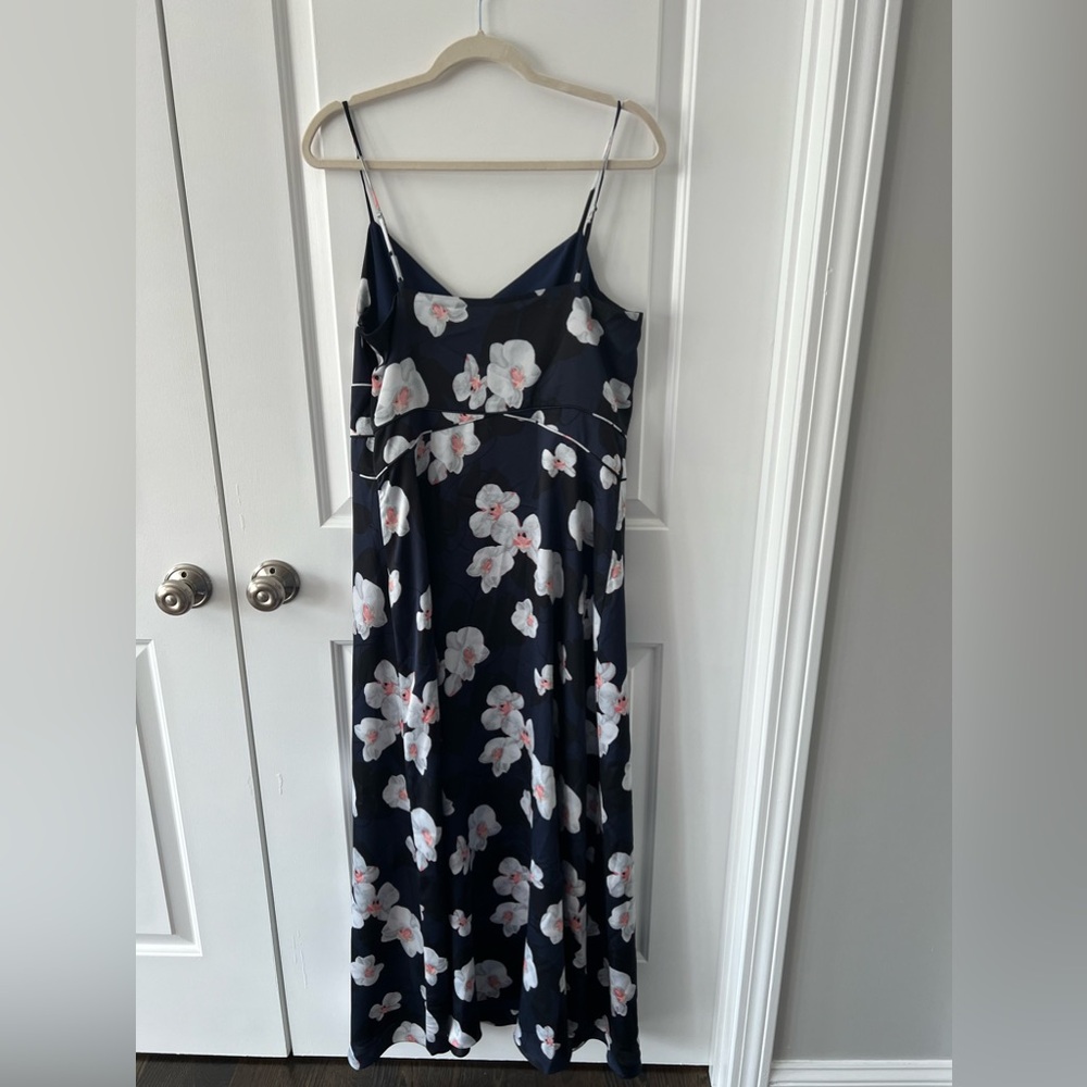 Banana Republic Navy Blue Floral Maxi Dress Size 10 - Picture 2 of 6